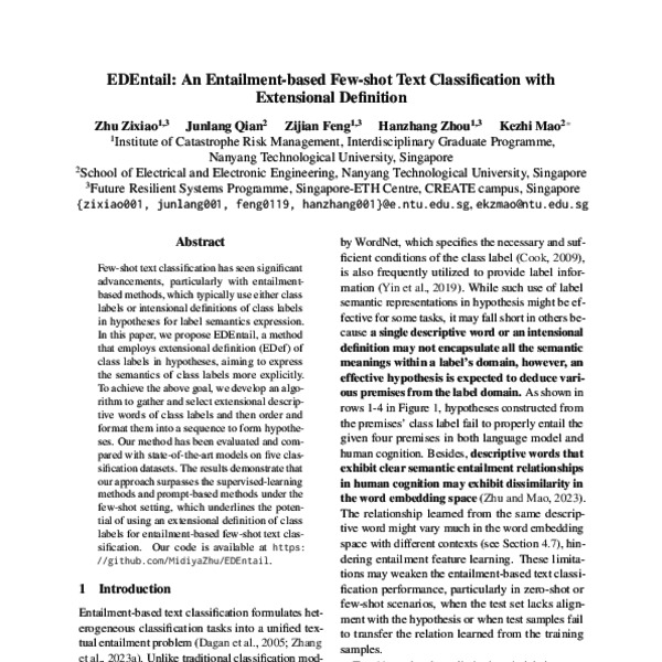 EDEntail An Entailmentbased Fewshot Text Classification with