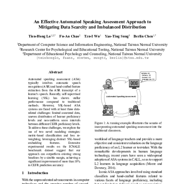 An Effective Automated Speaking Assessment Approach to Mitigating Data