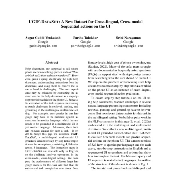 UGIFDataSet A New Dataset for Crosslingual, Crossmodal Sequential