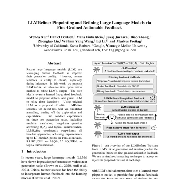 LLMRefine Pinpointing and Refining Large Language Models via Fine