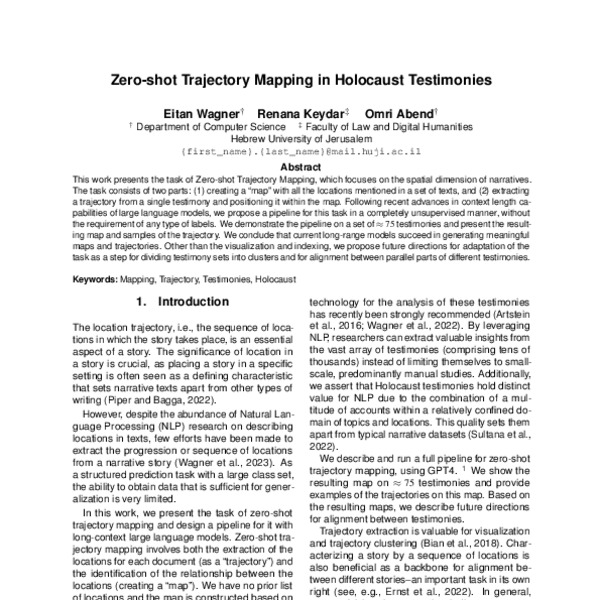 Zero-shot Trajectory Mapping in Holocaust Testimonies - ACL Anthology
