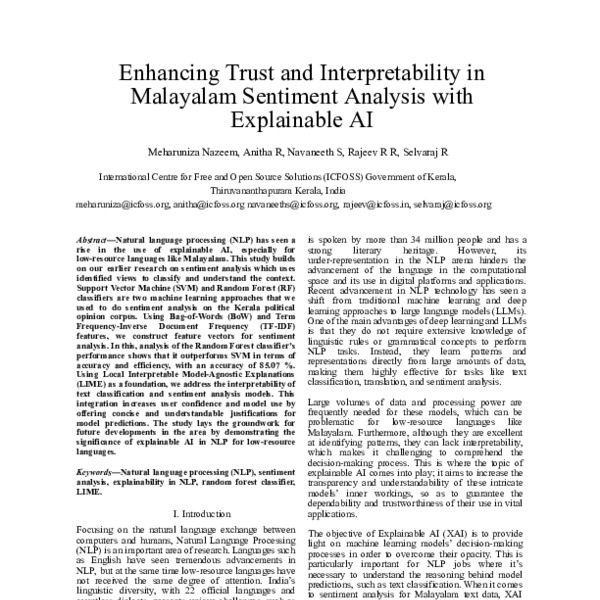 Enhancing Trust and Interpretability in Malayalam Sentiment Analysis ...