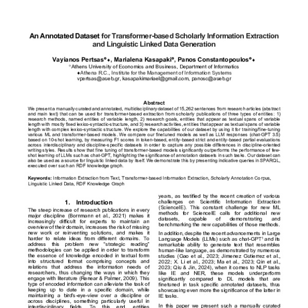 An Annotated Dataset for Transformer-based Scholarly Information ...