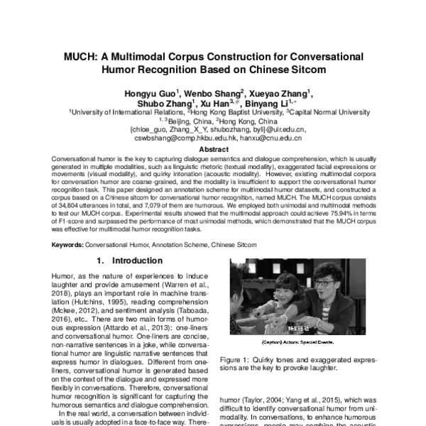 MUCH: A Multimodal Corpus Construction for Conversational Humor ...