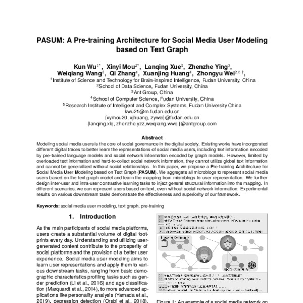 PASUM: A Pre-training Architecture for Social Media User Modeling Based ...