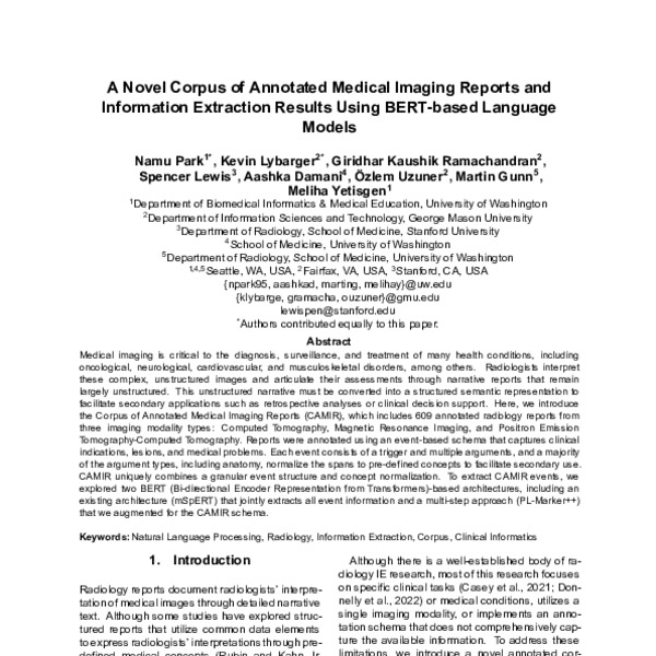 A Novel Corpus of Annotated Medical Imaging Reports and Information ...