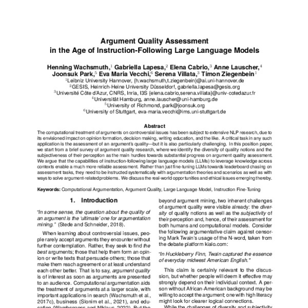 Argument Quality Assessment In The Age Of Instruction-Following Large ...