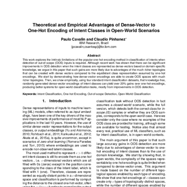 Theoretical and Empirical Advantages of Dense-Vector to One-Hot ...
