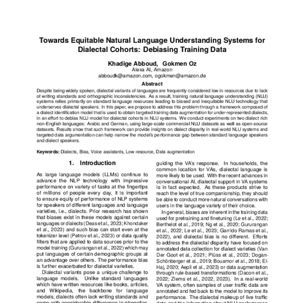 Towards Equitable Natural Language Understanding Systems for Dialectal ...