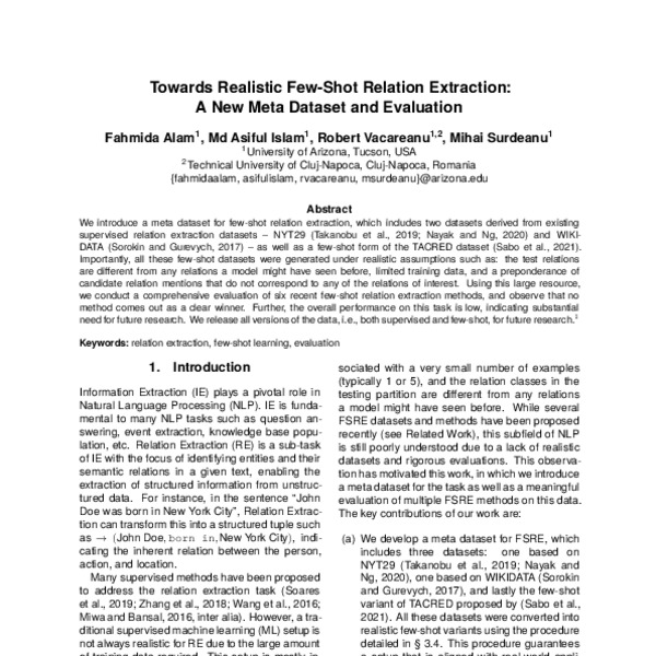 Towards Realistic Few-Shot Relation Extraction: A New Meta Dataset and ...