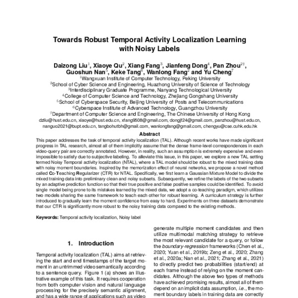 Towards Robust Temporal Activity Localization Learning with Noisy ...