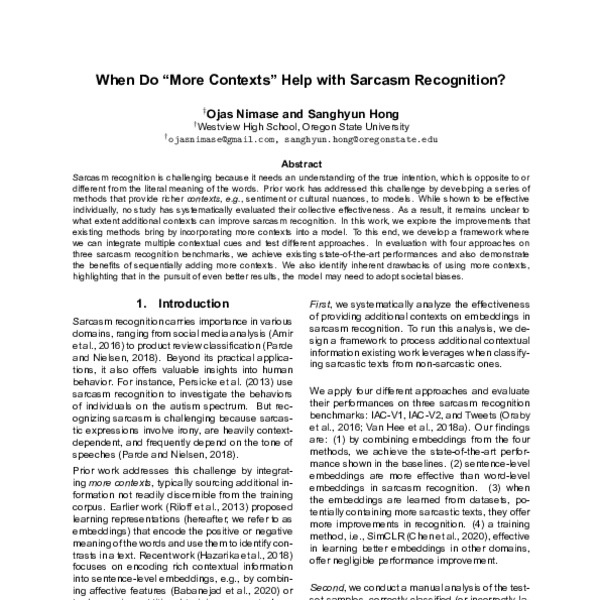 When Do “More Contexts” Help with Sarcasm Recognition? - ACL Anthology