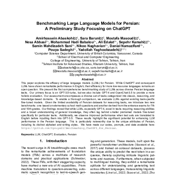 Benchmarking Large Language Models for Persian: A Preliminary Study ...
