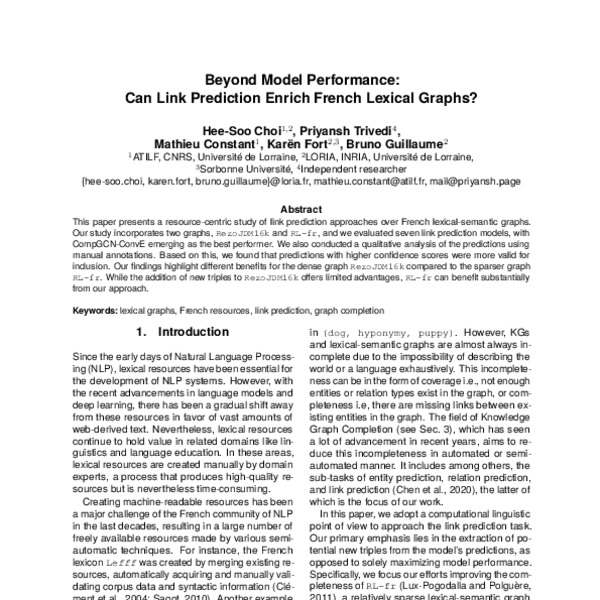 Beyond Model Performance: Can Link Prediction Enrich French Lexical ...