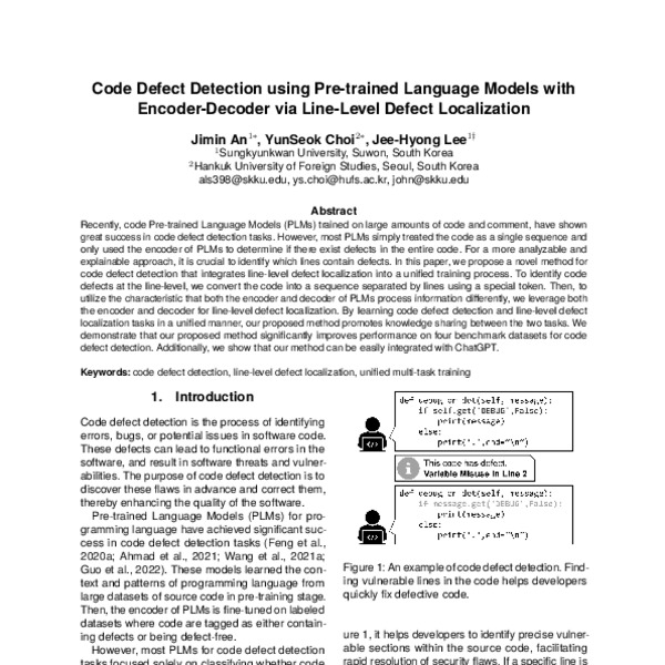 Code Defect Detection Using Pre-trained Language Models with Encoder ...