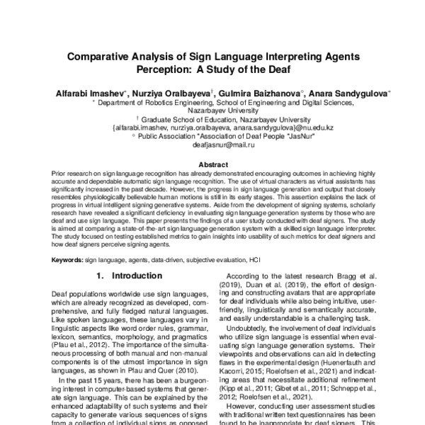 Comparative Analysis of Sign Language Interpreting Agents Perception: A ...