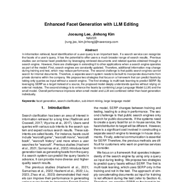 Enhanced Facet Generation with LLM Editing - ACL Anthology