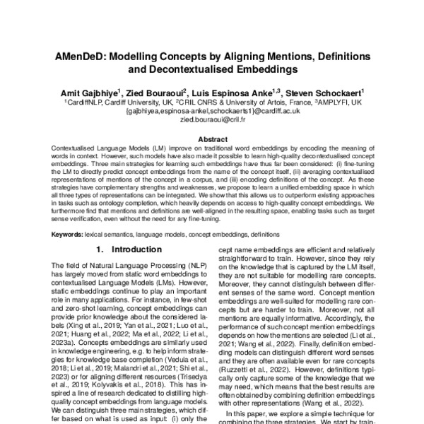 Amended modelling concepts by aligning mentions definitions and