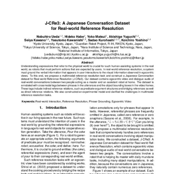 J-CRe3: A Japanese Conversation Dataset for Real-world Reference ...