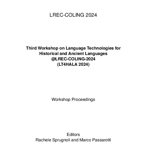 Proceedings of the Third on Language Technologies for