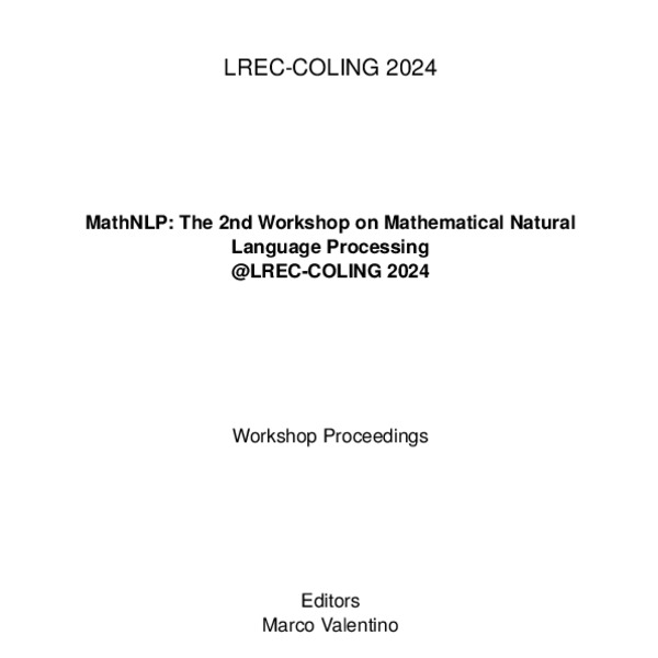 Proceedings of the 2nd on Mathematical Natural Language