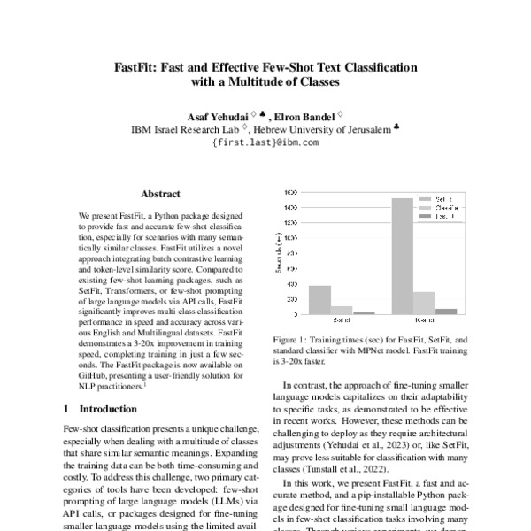 FastFit: Fast and Effective Few-Shot Text Classification with a ...