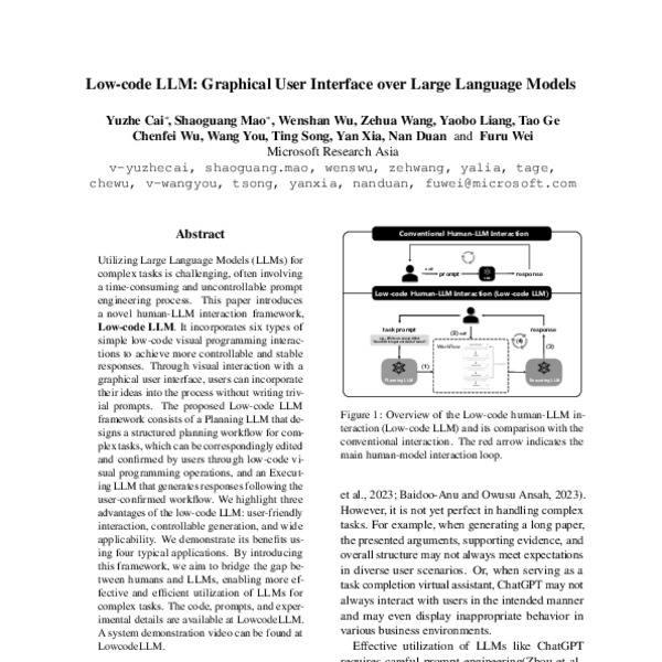 Lowcode LLM Graphical User Interface over Large Language Models ACL