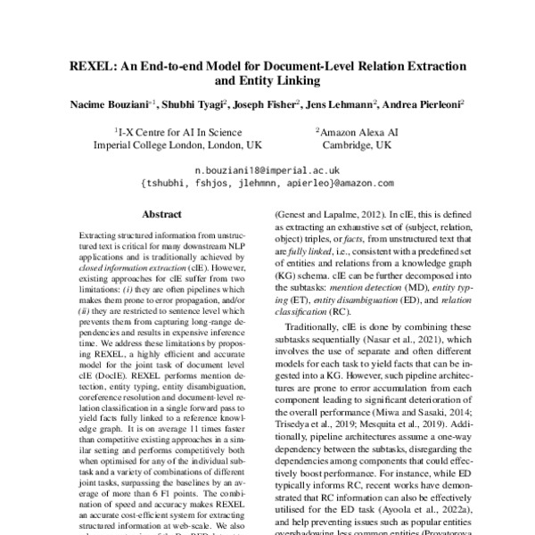 REXEL An Endtoend Model for DocumentLevel Relation Extraction and