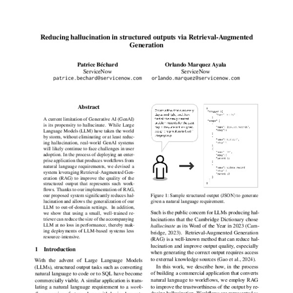 Reducing hallucination in structured outputs via RetrievalAugmented