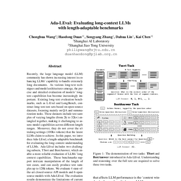 Ada-LEval: Evaluating long-context LLMs with length-adaptable ...