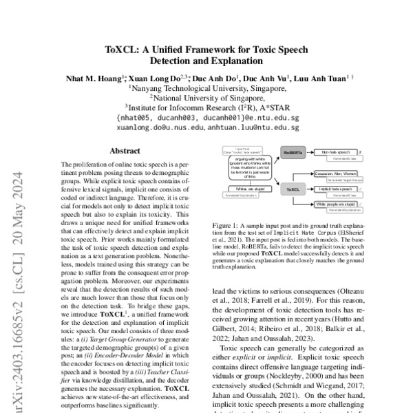 Image Đỗ Hoàng Anh Đức image beautiful - ToXCL: A Unified Framework for Toxic Speech Detection and ...