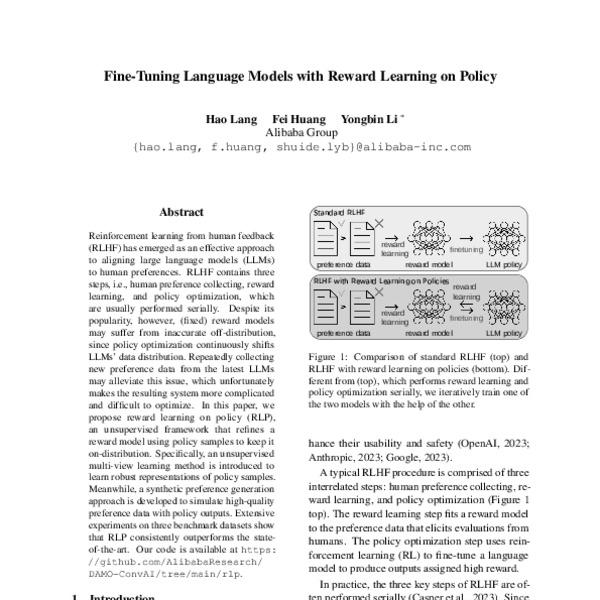 Fine-Tuning Language Models with Reward Learning on Policy - ACL Anthology