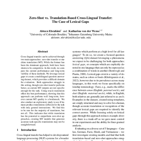 ZeroShot vs. TranslationBased CrossLingual Transfer The Case of