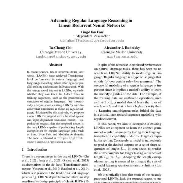 Advancing Regular Language Reasoning in Linear Recurrent Neural