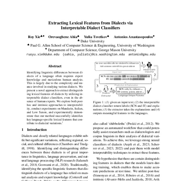 Extracting Lexical Features from Dialects via Interpretable Dialect