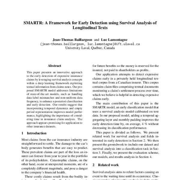 SMARTR A Framework for Early Detection using Survival Analysis of