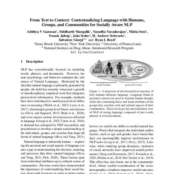 From Text to Context: Contextualizing Language with Humans, Groups, and ...