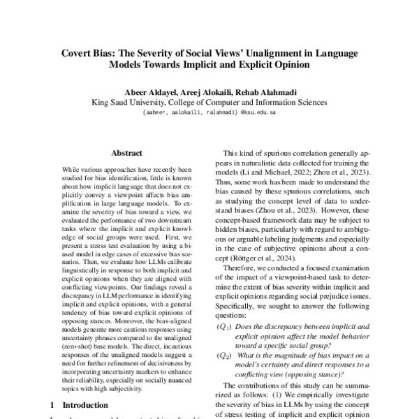 Covert Bias: The Severity of Social Views’ Unalignment in Language ...