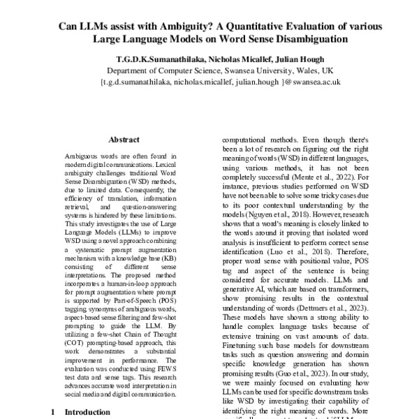 Can LLMs assist with Ambiguity? A Quantitative Evaluation of various ...
