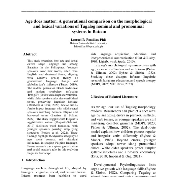 Age does matter: A generational comparison on the morphological and ...