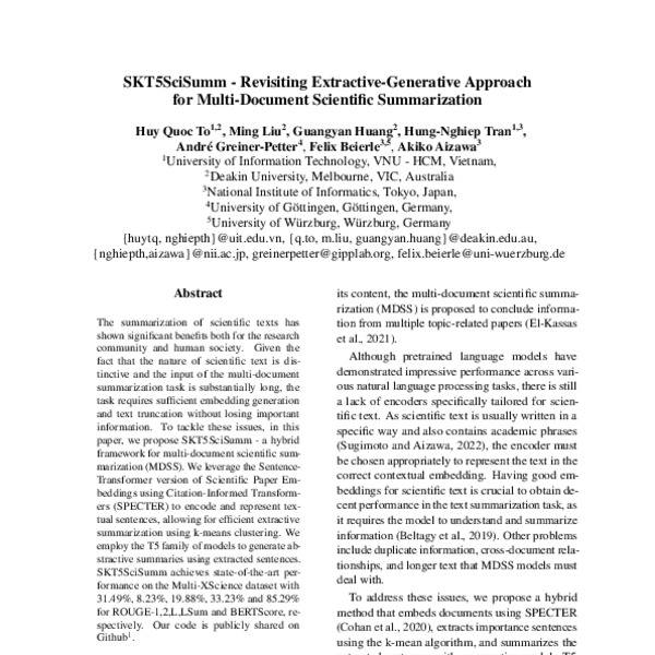 SKT5SciSumm - Revisiting Extractive-Generative Approach for Multi ...