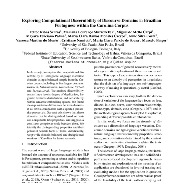 Exploring Computational Discernibility of Discourse Domains in ...