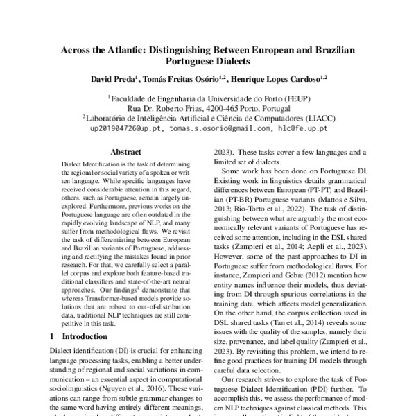 Across the Atlantic: Distinguishing Between European and Brazilian ...