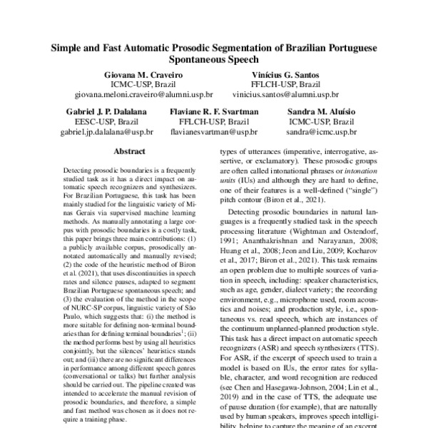 Simple and Fast Automatic Prosodic Segmentation of Brazilian Portuguese ...