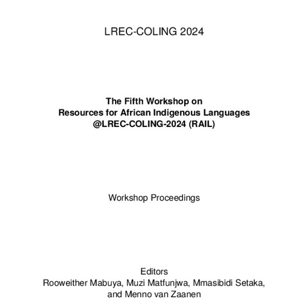 Proceedings of the Fifth on Resources for African Indigenous