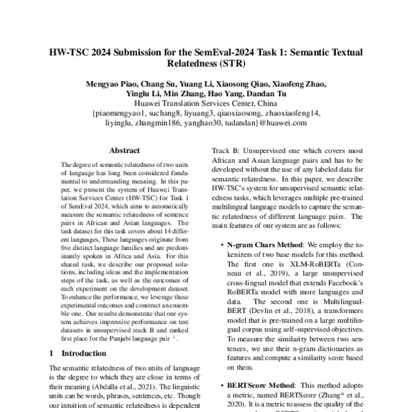 HWTSC 2024 Submission for the SemEval2024 Task 1 Semantic Textual