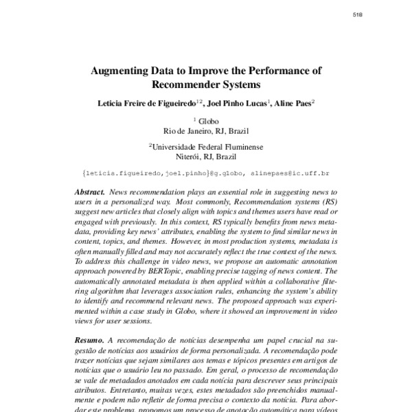 Augmenting Data to Improve the Performance of Recommender Systems - ACL ...