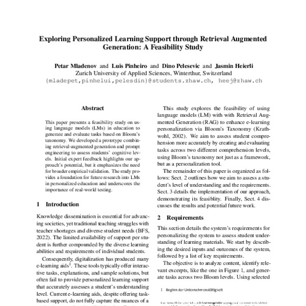 Exploring Personalized Learning Support through Retrieval Augmented ...