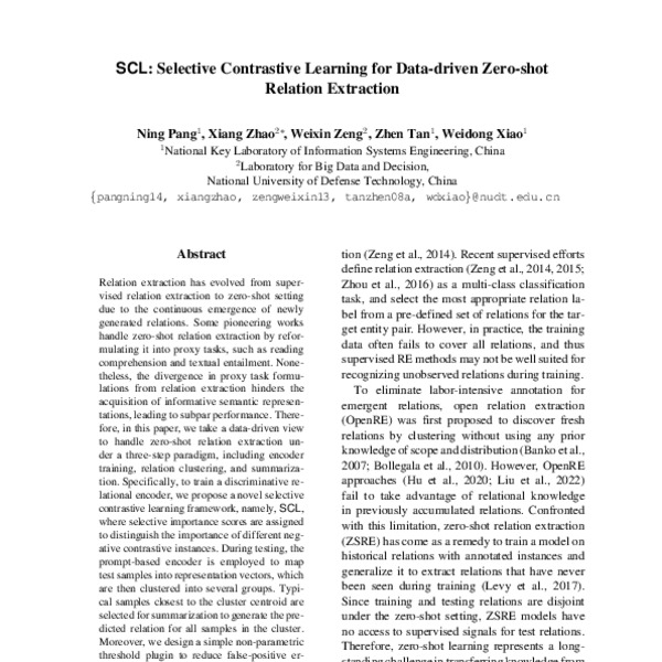 SCL: Selective Contrastive Learning for Data-driven Zero-shot Relation ...