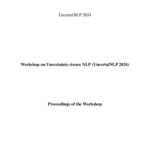 Proceedings of the 1st on UncertaintyAware NLP (UncertaiNLP